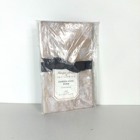 Pottery Barn Monique Lhuillier Garden Rose King‎ Sateen Sham Blush Pink New - Picture 2 of 6